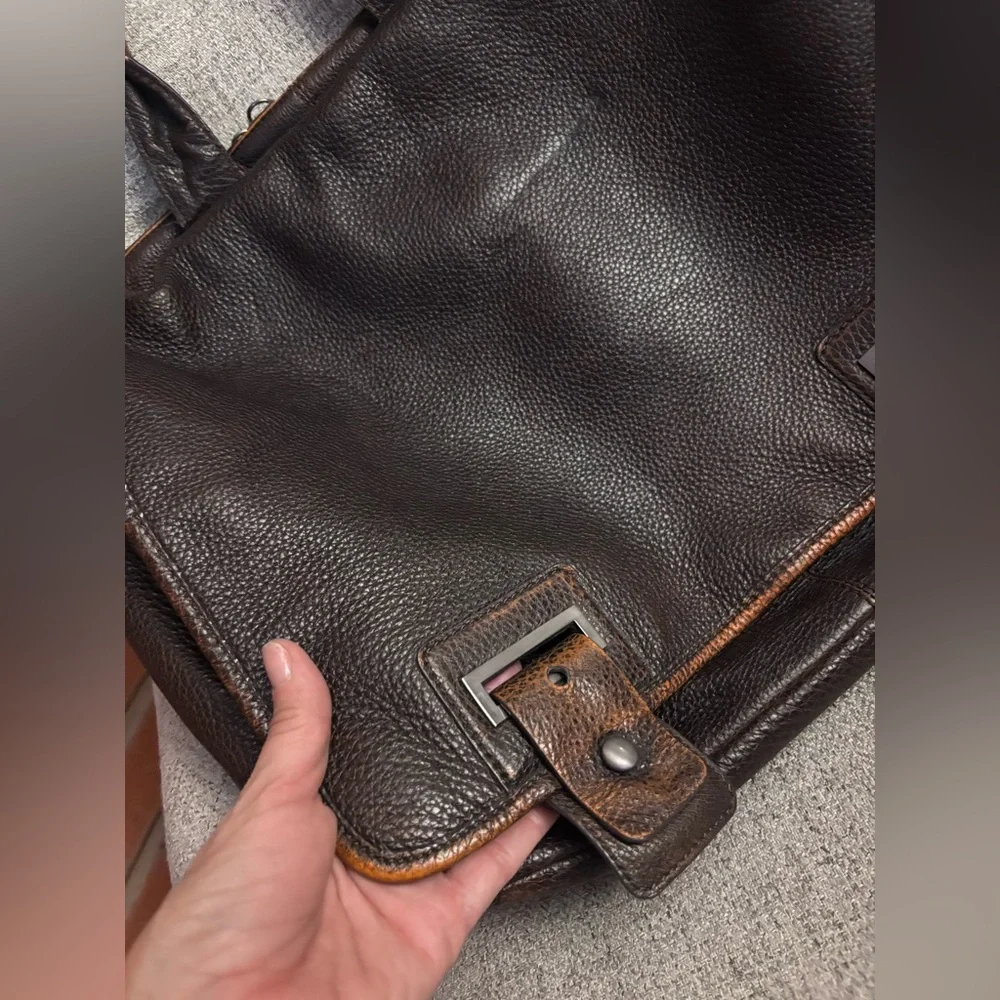 Banana Republic Dark Brown Pebbled Leather Briefcase